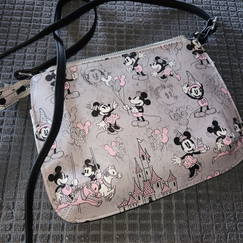 Disney Parks Mickey and Minnie Mouse Crossbody Bag - Black and Pink. No Flaws